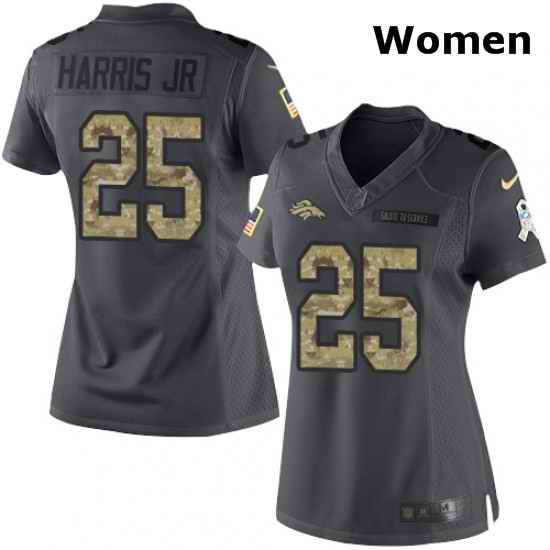 Womens Nike Denver Broncos 25 Chris Harris Jr Limited Black 2016 Salute to Service NFL Jersey